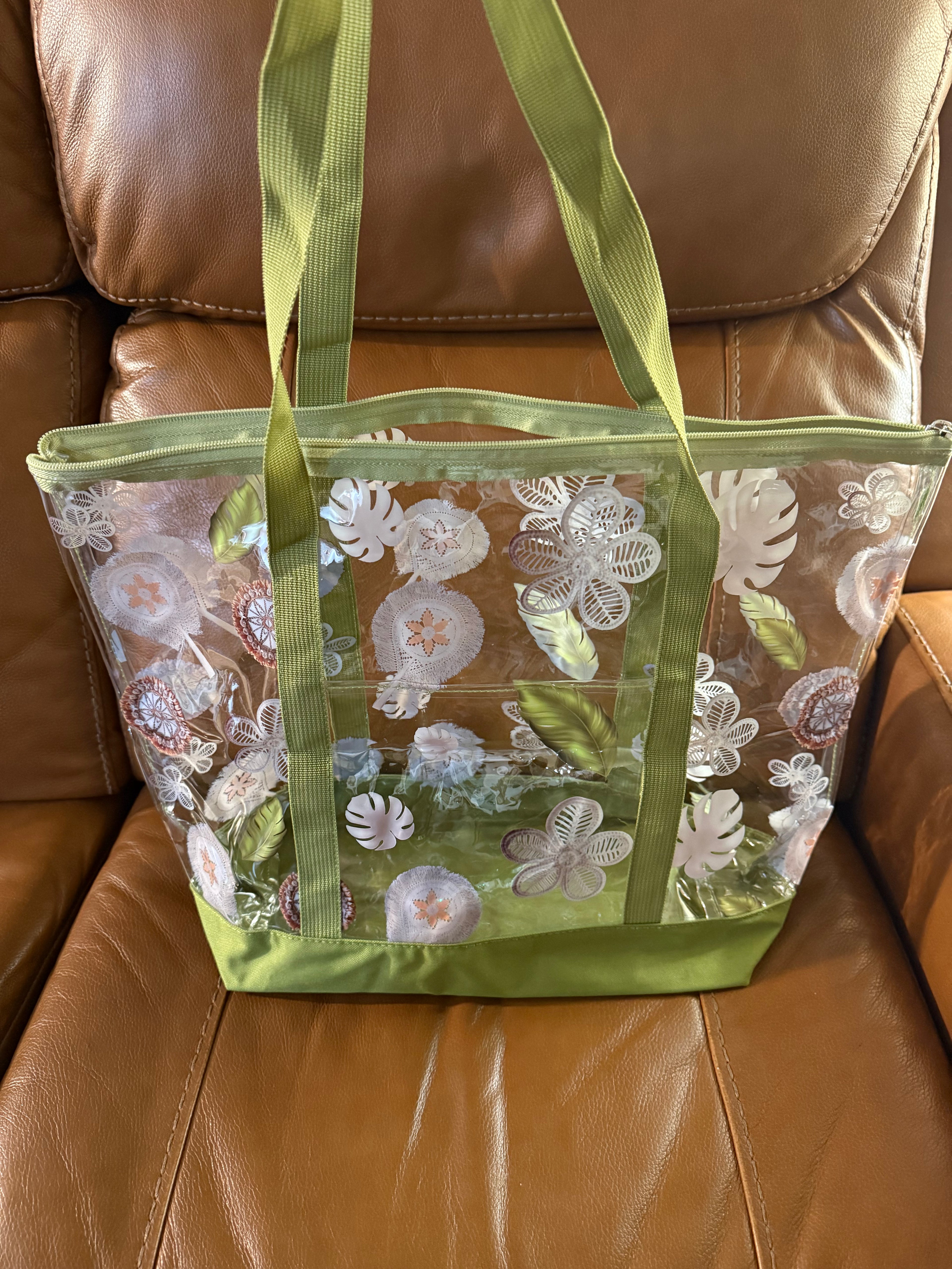 Clear tote bag-Lime Green