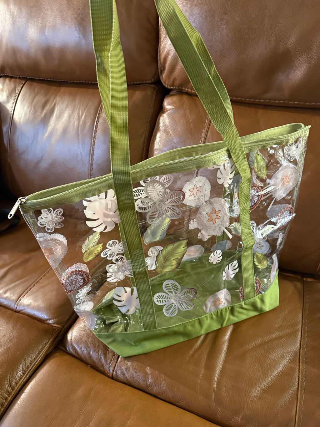 Clear tote bag-Lime Green