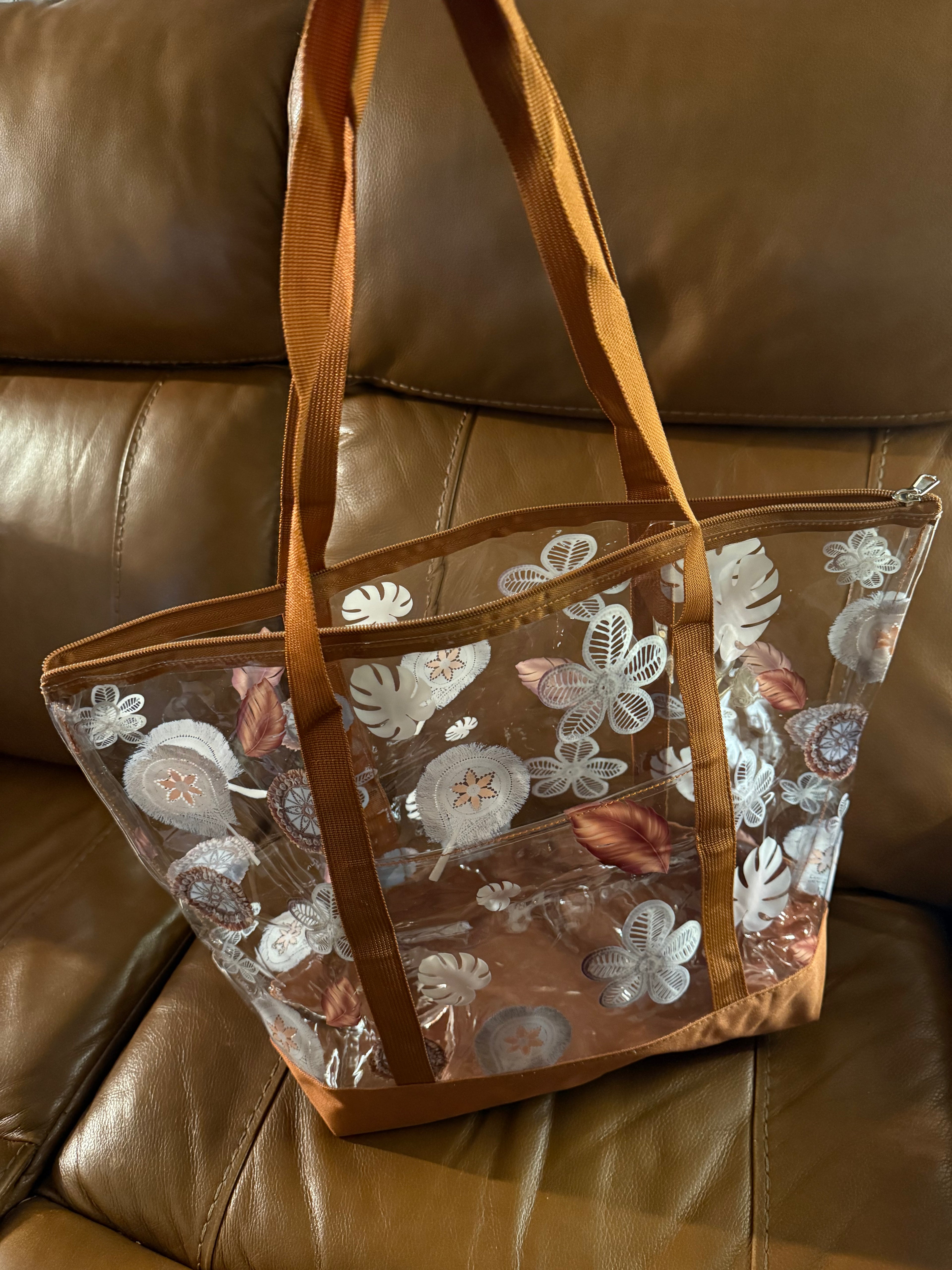 Clear tote bag-Brown