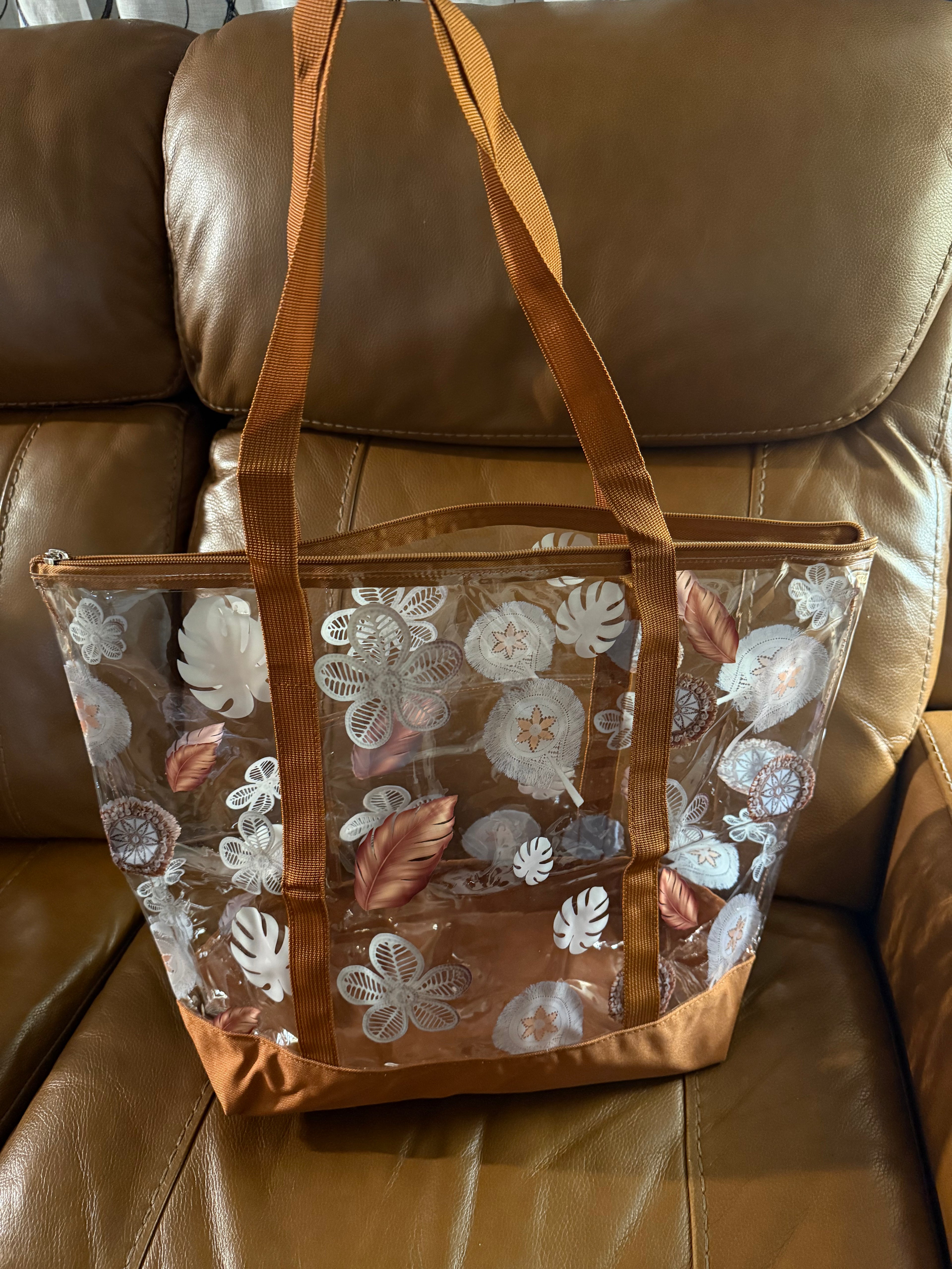 Clear tote bag-Brown