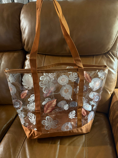 Clear tote bag-Brown