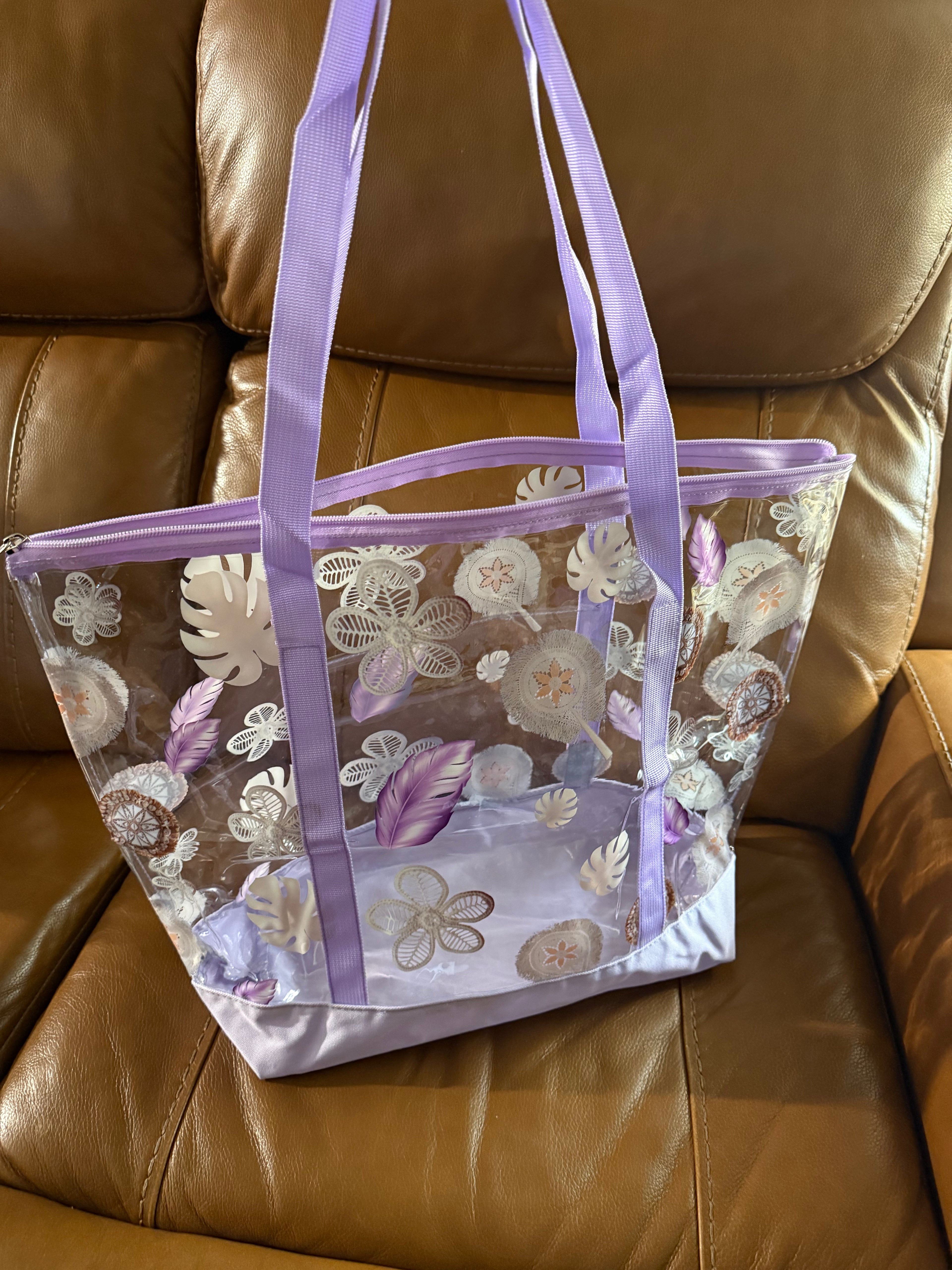 Clear tote bag-Lavender