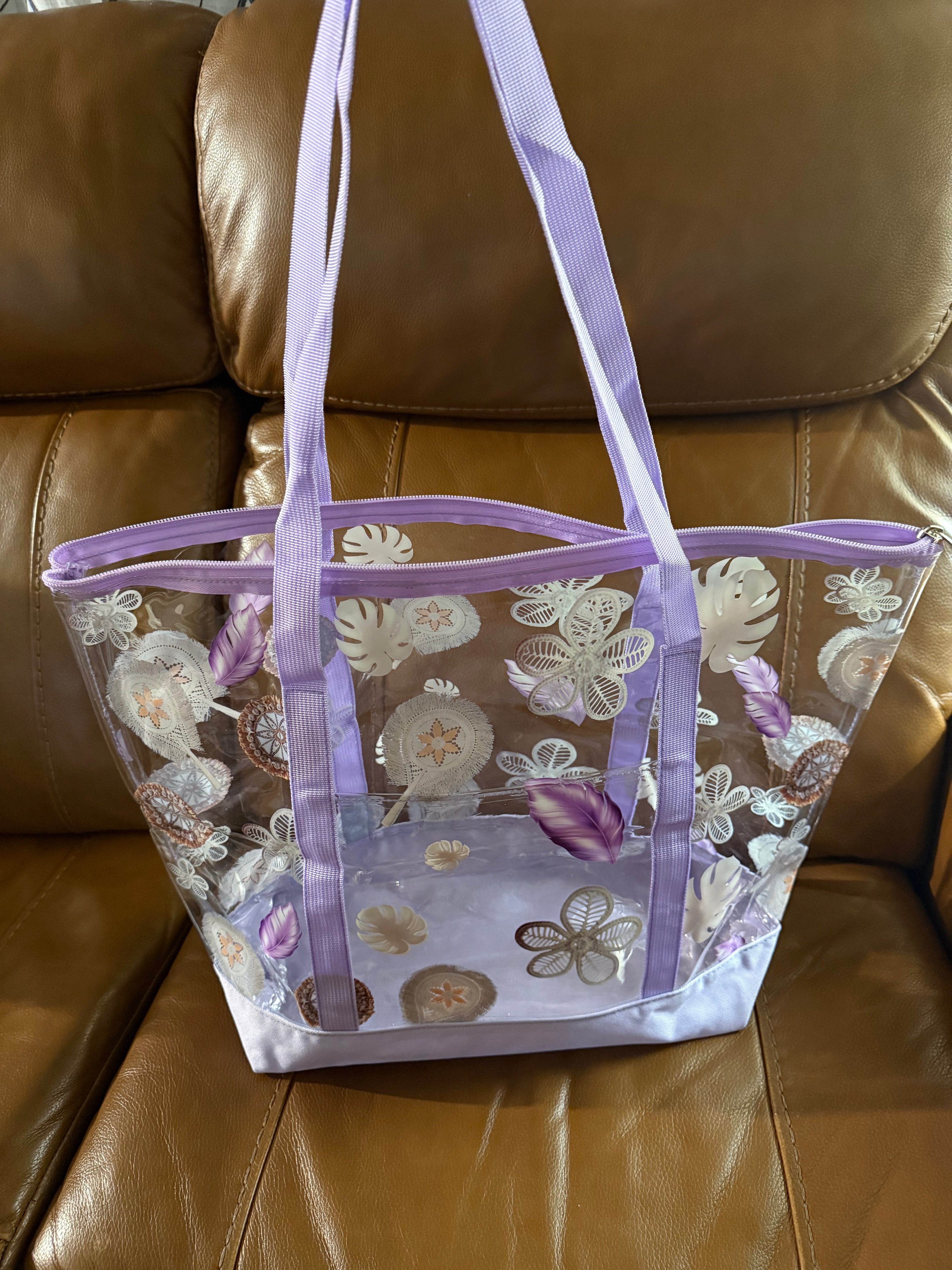 Clear tote bag-Lavender